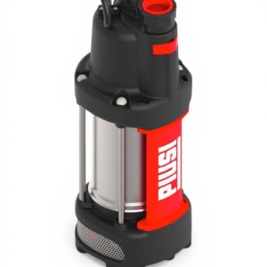 AdBluepump 230 Volt SQUALO35 har en svart topp, silverfärgad cylindrisk kropp och röda detaljer med den vita PIUSI-logotypen och är utformad för vätskeöverföring eller dränering.