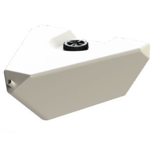 Marin Vattentank 170L är en vit, kantig plastbehållare med svart skruvlock på toppen och en liten rund sidoöppning, mot en vit bakgrund.