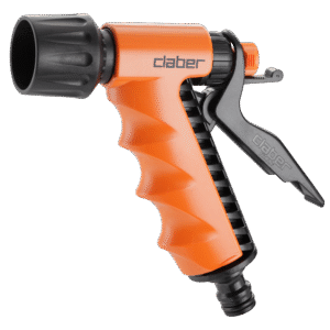Claber strålpistol "ERGO" är ett orange och svart handhållet sprutmunstycke för trädgårdsslang med ett bekvämt grepp och avtryckare.
