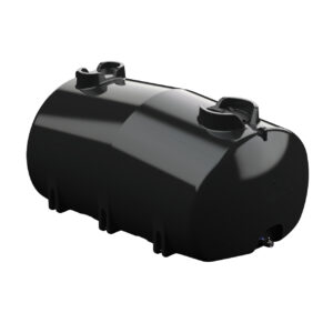Vattentank Aquabank TankMaster 6000 liter är en stor svart horisontell lagringstank i plast med två förslutna toppöppningar och gjutna stödfötter.