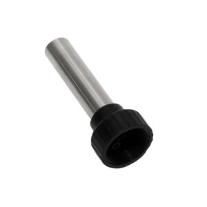 Pip till pumphandtag Piusi SB325 AdBlue är en slangadapter med ett cylindriskt metallrör och en svart gängad plastkoppling, som visas mot en vit bakgrund.