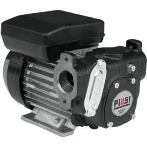 Reservdelspump Cube MC 70 är en svart och silverfärgad elektrisk bränslepump med PIUSI-logotyp och en synlig gängad inloppsport som ger tillförlitlig prestanda.