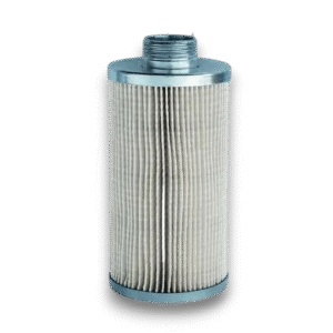 Clear Captor bränslefilter är en cylindrisk, veckad metallfilterpatron med gängade övre och nedre ändar, som visas stående upprätt mot en vit bakgrund.